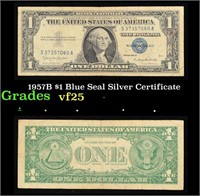 1957B $1 Blue Seal Silver Certificate Grades vf+