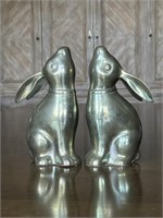 Pair Brass Bunny Bookends