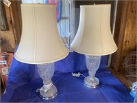 Frosted Glass Table Lamps w/Shades, 29"T
