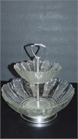 Pressed Glass 2-Tier Serving Dish