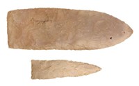 (2) NATIVE AMERICAN ARCHAIC STONE KNIVES WITH COA