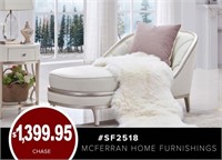 White Linen Blend Chaise by McFerran Home
