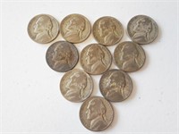 10pc Silver War Time Nickels