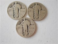 3pc Standing Liberty Silver Quarters