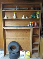 Contents of cabinet, tires, jack