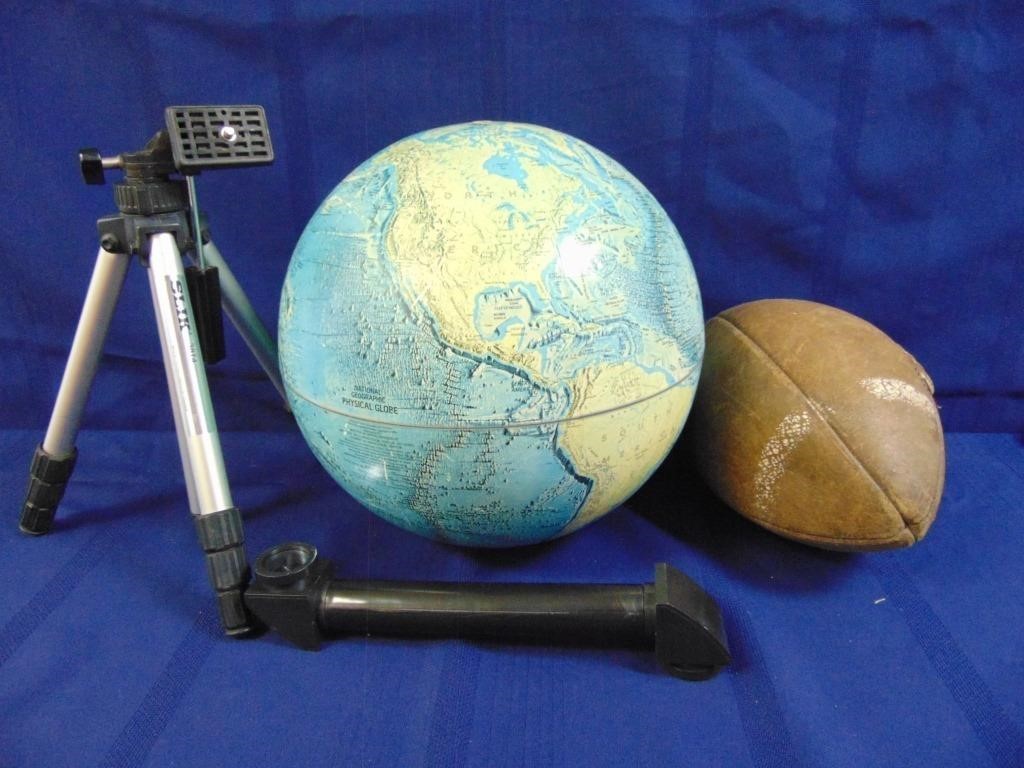 Globe, Old Football, Periscope & Tripod