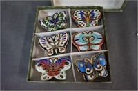 Smithsonian Boxed set 6 Butterfly Cloisonne Boxes