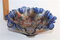 Blue Carnival Glass Bowl Dish