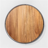 18  Wooden Lazy Susan with Metal Trim Brown