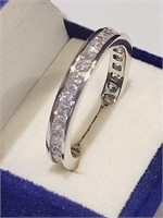 Princess Eternity Band Sterling Silver Ring Size 7