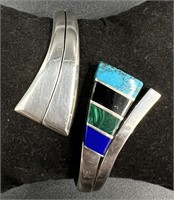 .925 Sterling Taxco Gemstone Bypass Cuff Bracelet