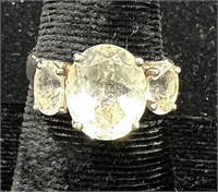 .925 Sterling Silver Cocktail Ring w CZs Sz 7 3/4