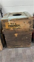 Antique Wood Storage Box 24.5x19x19