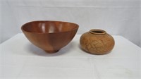 Handcrafted Artisan Signed Wooden Bowls
