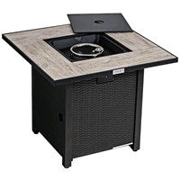 Costway Square Metal 25 in. Height Fire Pit Table