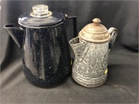 Gray Agate & Enamelware Teapot