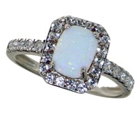 Beautiful Opal & White Sapphire Ring