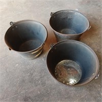 3x Metal Buckets w/ Handles