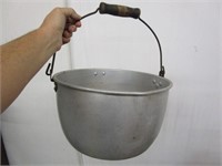Vintage Aluminum Bucket with Wooden Handle -