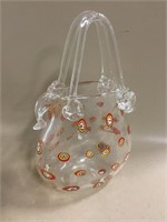 Hand Made Millefiori Decorated Glass Purse Vase