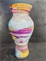 REVERSE PAINTED GLASS VASE