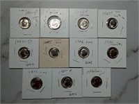 OF) 11 Roosevelt Uncirculated dimes
