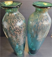 Vintage 19" hand blown vases (2)