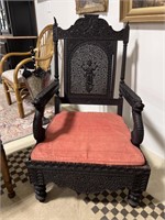 CIRCA 1850'S BURMESE CARVED ROSEWOOD ARMCHAIR