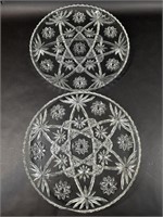 Star of David Design Pressed Glass Platters