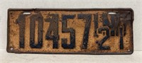 1921 Indiana license plate