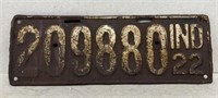 1922 Indiana licenses plate