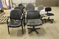 (4) Rolling Office Chairs and (2) Stationary Chair