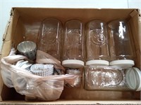 Box Lot of Canisters and Tin Molds