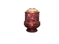 Vintage Red Flash Fairy Lamp Glass Candle Holder -