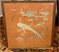 Antique Silk Embroidery Framed Picture