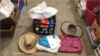 Sun hats, hand bag, fabrics