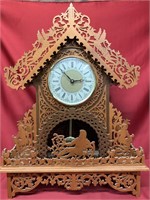 Handcrafted wooden clock Greek inspired