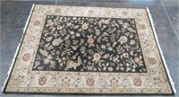 WIMBLEDON Floral Charcoal/Sand Wool Area Rug LARGE