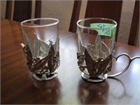 Signed Caster Cooper pewter cups