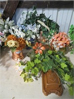 pots and artificial flowers