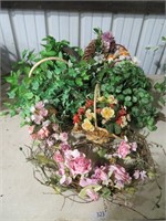 baskets and artificial flowers