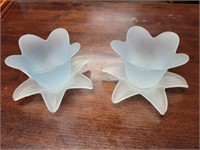 2 glass tulip containers