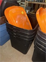 (4) Black Plastic Totes with Lids