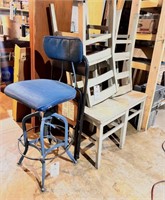 (4) Vintage Kitchen Chairs, Folding Chair and
