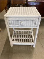 Painted Wicker End Table