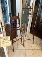 2 antique Victorian stick n ball walnut art easels