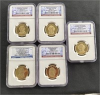 Group of NGC Graded Presidential Dollars