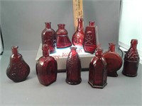 Assortment of 10 miniature Wheaton red glass