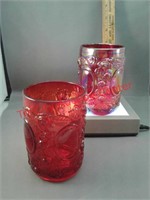 2 LG Wright glass tumblers - mirror and rose