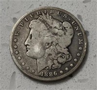 1886 O Morgan silver dollar